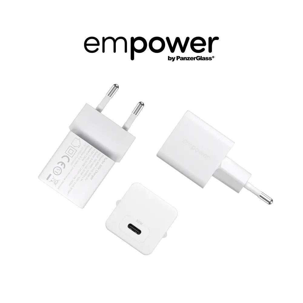 empower by PanzerGlass Turbo 30W Vegglader m. 1x USB-C – Silver White