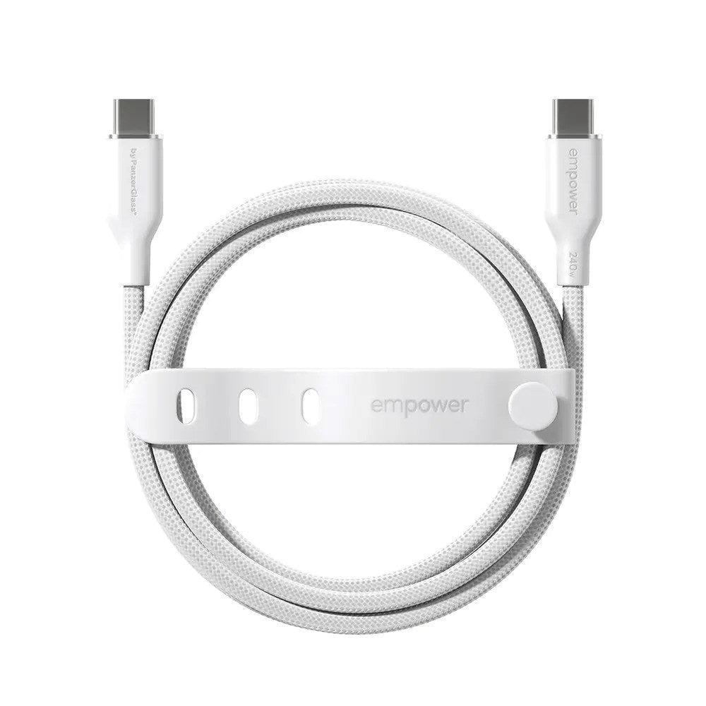 empower by PanzerGlass Racing 240W USB-C til USB-C Kabel – 1.2m – Silver White