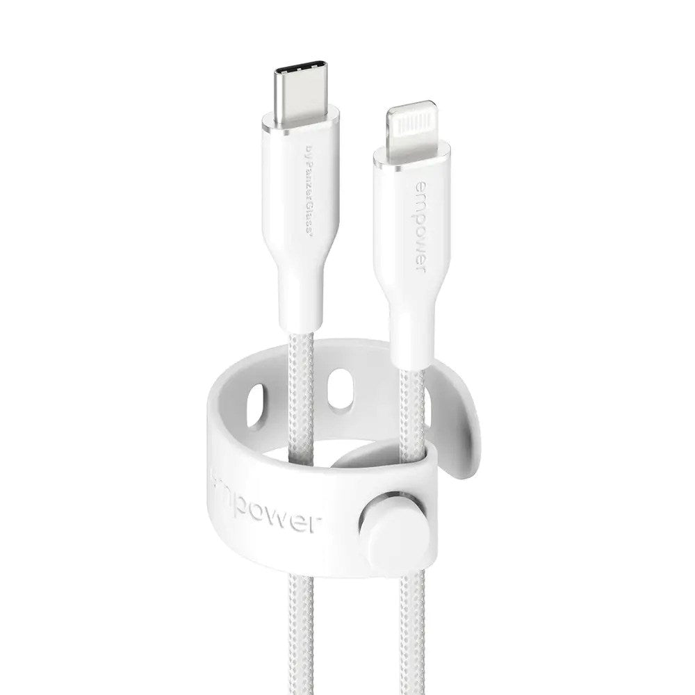 empower by PanzerGlass Racing 60W USB-C til Lightning Kabel – 1.2m – Silver White
