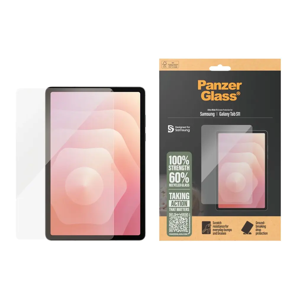 Samsung Galaxy Tab S11 PanzerGlass Ultra-Wide Fit Skjermbeskyttelse - Gjennomsiktig