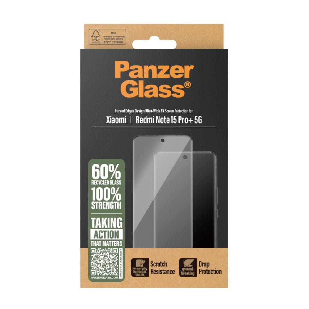 Xiaomi Redmi Note 15 Pro+ (Plus) PanzerGlass Skjermbeskyttelsesglass - Ultra Wide Fit - Gjennomsiktig