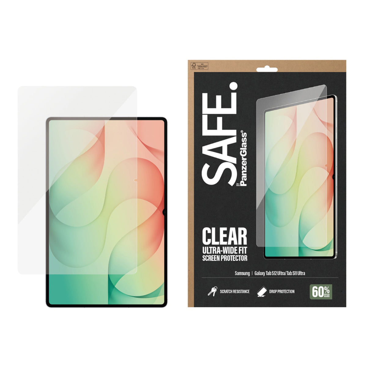 Samsung Galaxy Tab S12 Ultra / S11 Ultra SAFE. by PanzerGlass Ultra-Wide Fit Herdet Glass Skjermbeskyttelse - Gjennomsiktig