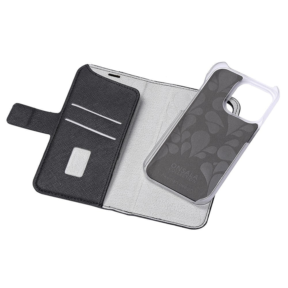 Onsala iPhone 14 Pro ONSALA Fashion Collection PU Skinn Flipdeksel med Magnet & Lommebok - Midnight Black