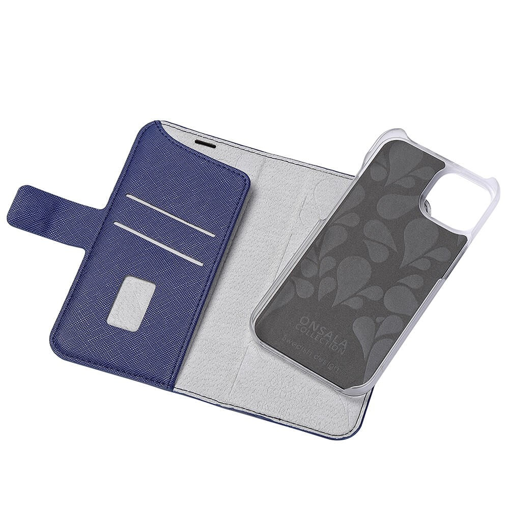 Onsala iPhone 14 / 13 ONSALA Fashion Collection PU Skinn Flipdeksel med Magnet & Lommebok - Navy Blue