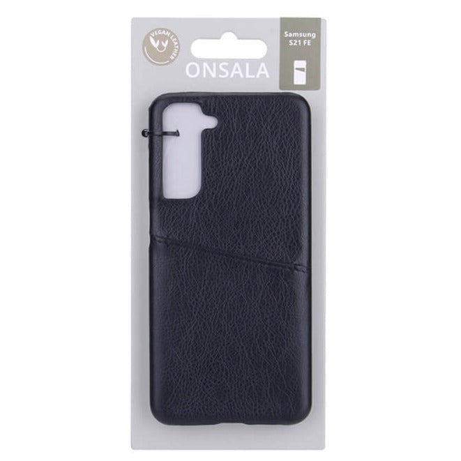 Samsung Galaxy S21 FE (5G) Onsala Collection Vegansk Skinn Deksel med Kortlomme - Svart