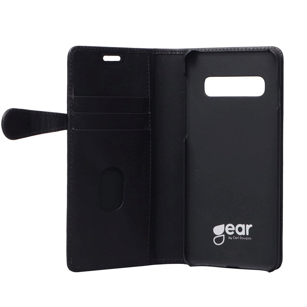 Samsung Galaxy S10+ (Plus) Buffalo 2-i-1 Ekte Skinn Flip Deksel - Svart