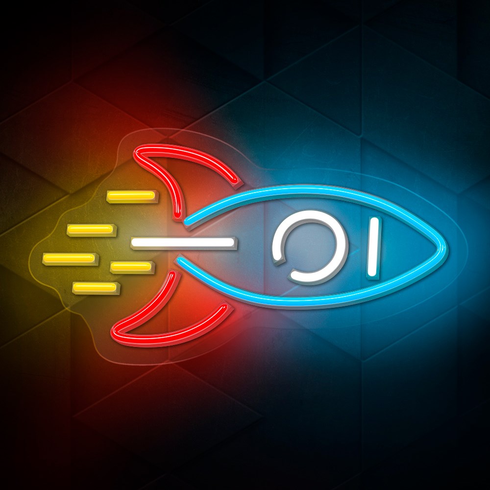 Neolia Neonskilt LED - Flerfarget Lys med Romrakett