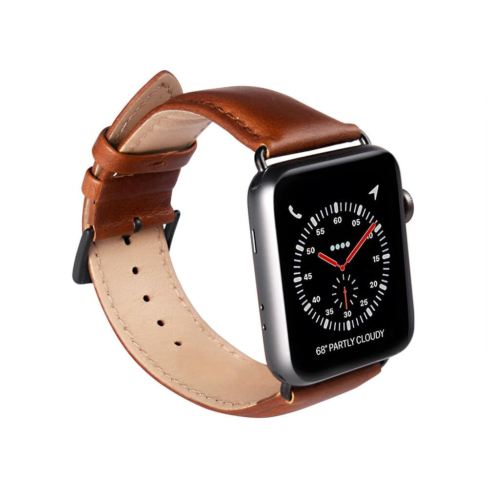 Apple Watch (42/44/SE/45/46/49mm) Buffalo Rem i Ekte Skinn - Brun