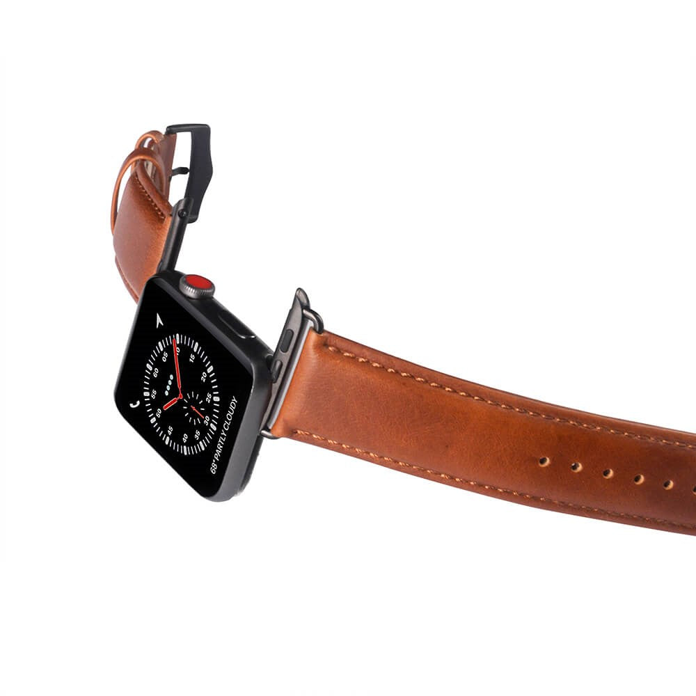 Apple Watch (42/44/SE/45/46/49mm) Buffalo Rem i Ekte Skinn - Brun