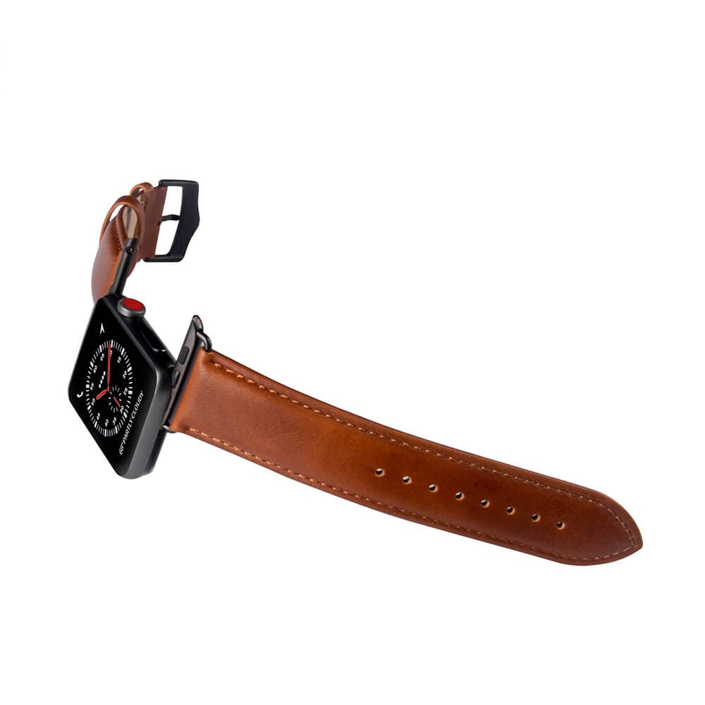 Apple Watch (42/44/SE/45/46/49mm) Buffalo Rem i Ekte Skinn - Brun