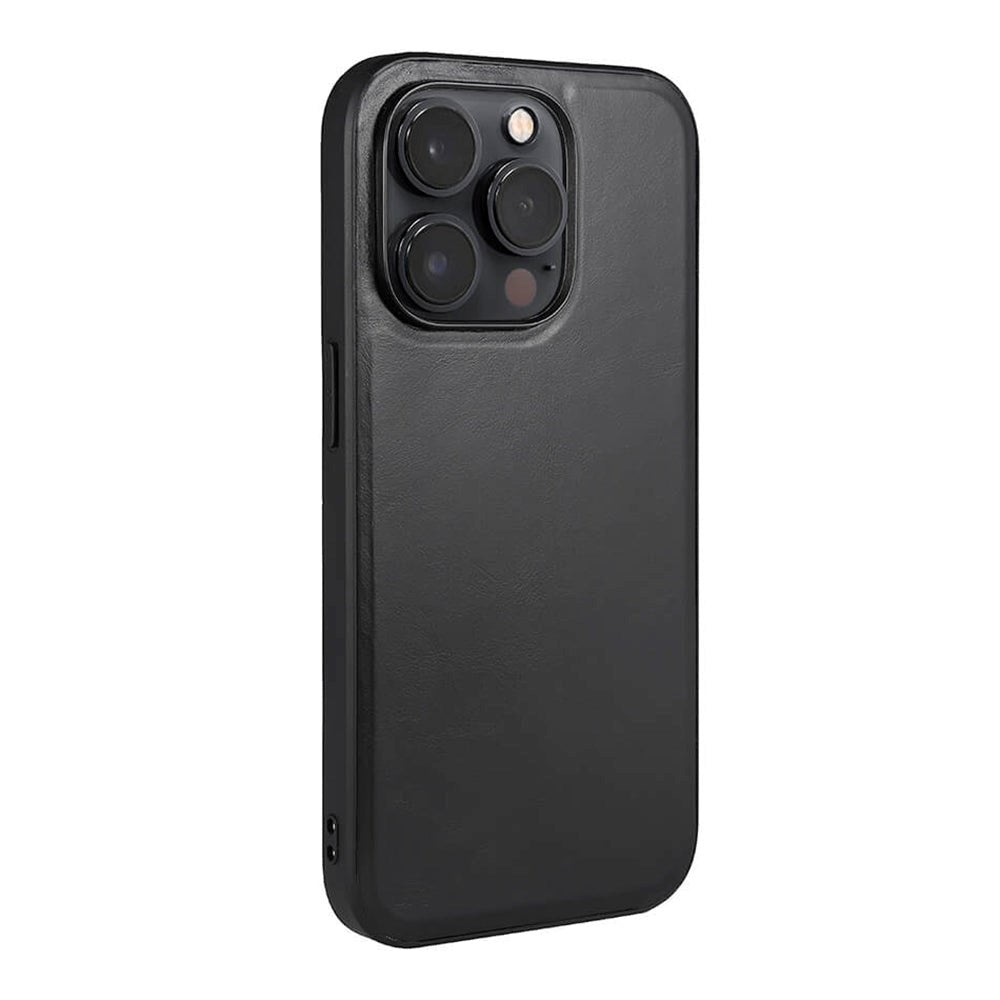 iPhone 14 Pro Buffalo Ekte Skinn Deksel - MagSafe Kompatibel - Svart