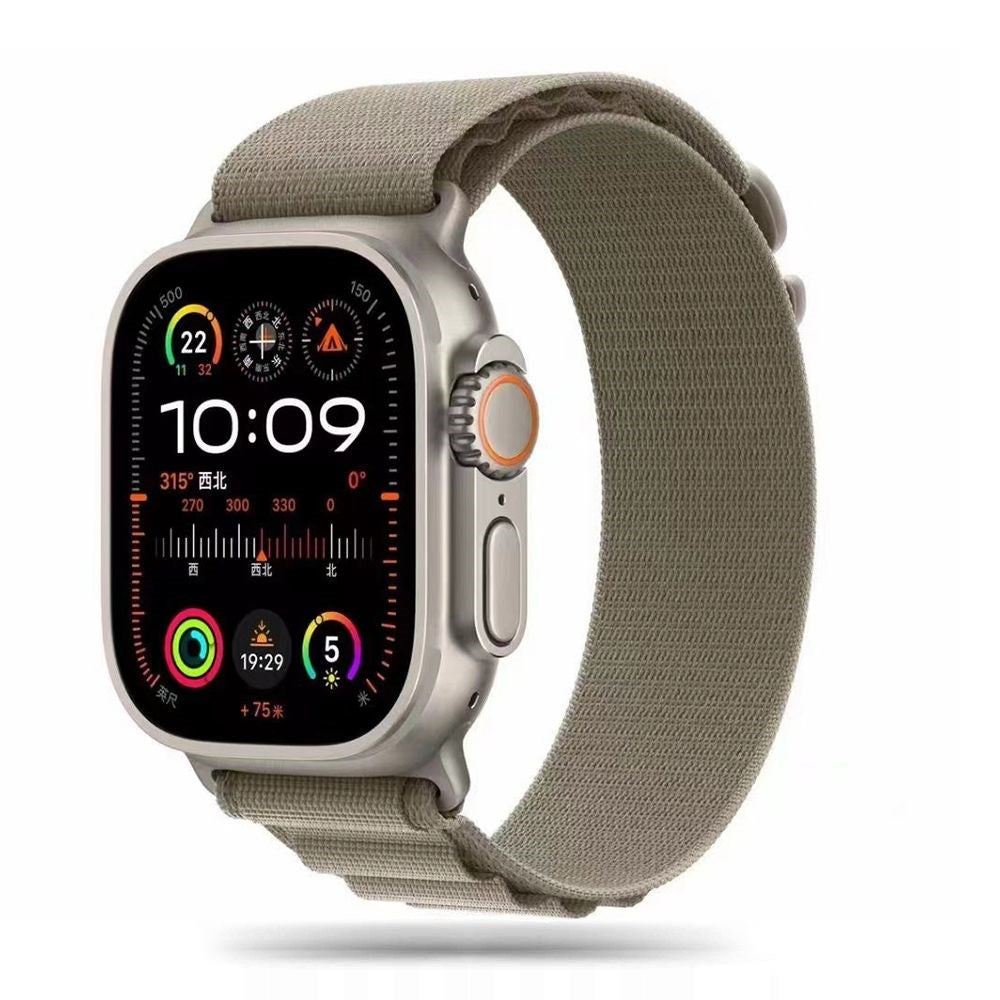 Apple Watch (42/44/SE/45/46/49mm) Tech-Protect Nylon Pro Klokkerem - Beige/ Olivengrønn
