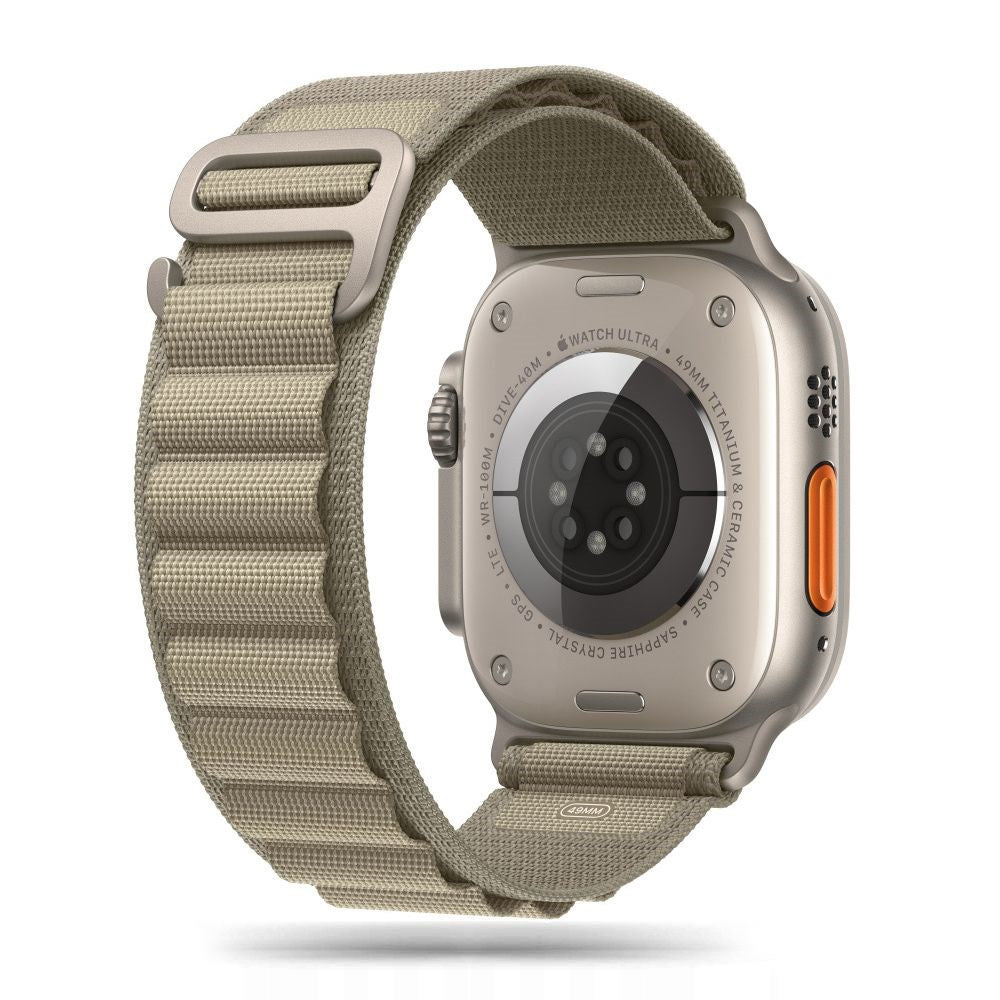 Apple Watch (42/44/SE/45/46/49mm) Tech-Protect Nylon Pro Klokkerem - Beige/ Olivengrønn