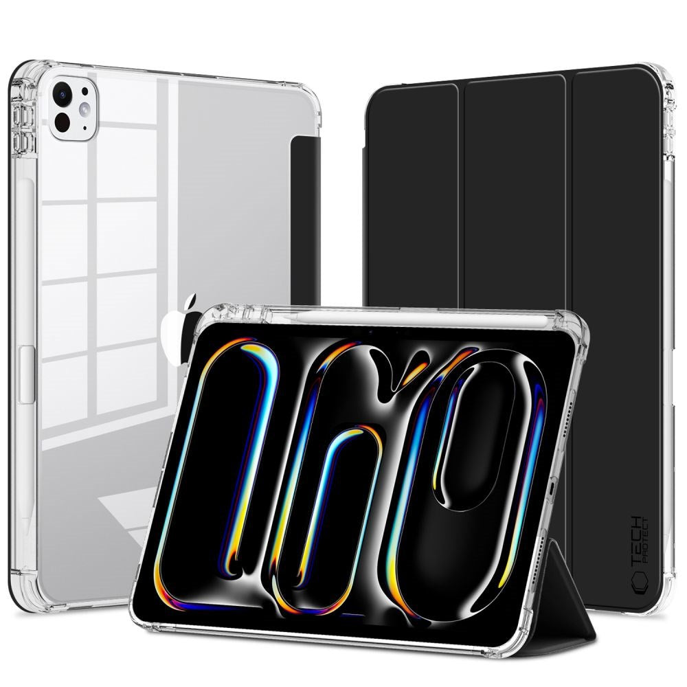 iPad Pro 11" (2025 / 2024) Tech-Protect SC Hybrid Deksel m. Apple Pencil Holder - Svart / Gjennomsiktig