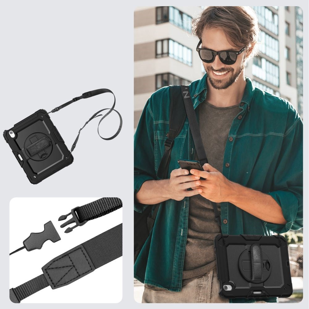 iPad Air 11" (2025 / 2024) Tech-Protect Håndverker Deksel m. Beskyttelsesfilm, Håndholder & Skulderstropp - Svart