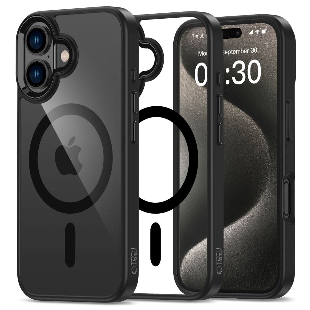 iPhone 16 Plus Tech-Protect Magmat Deksel - MagSafe Kompatibel - Gjennomsiktig / Svart