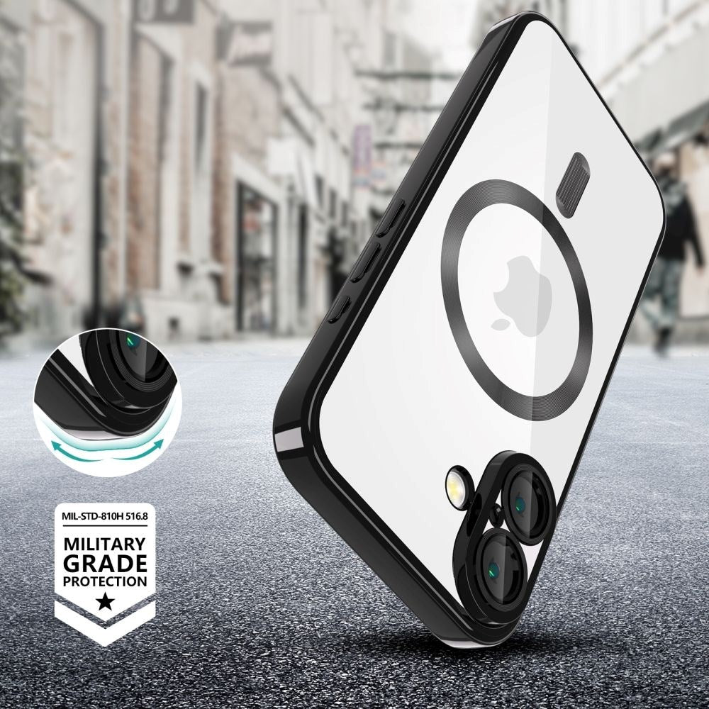 iPhone 16 Tech-Protect Magmat Deksel - MagSafe Kompatibel - Gjennomsiktig / Glanset Svart