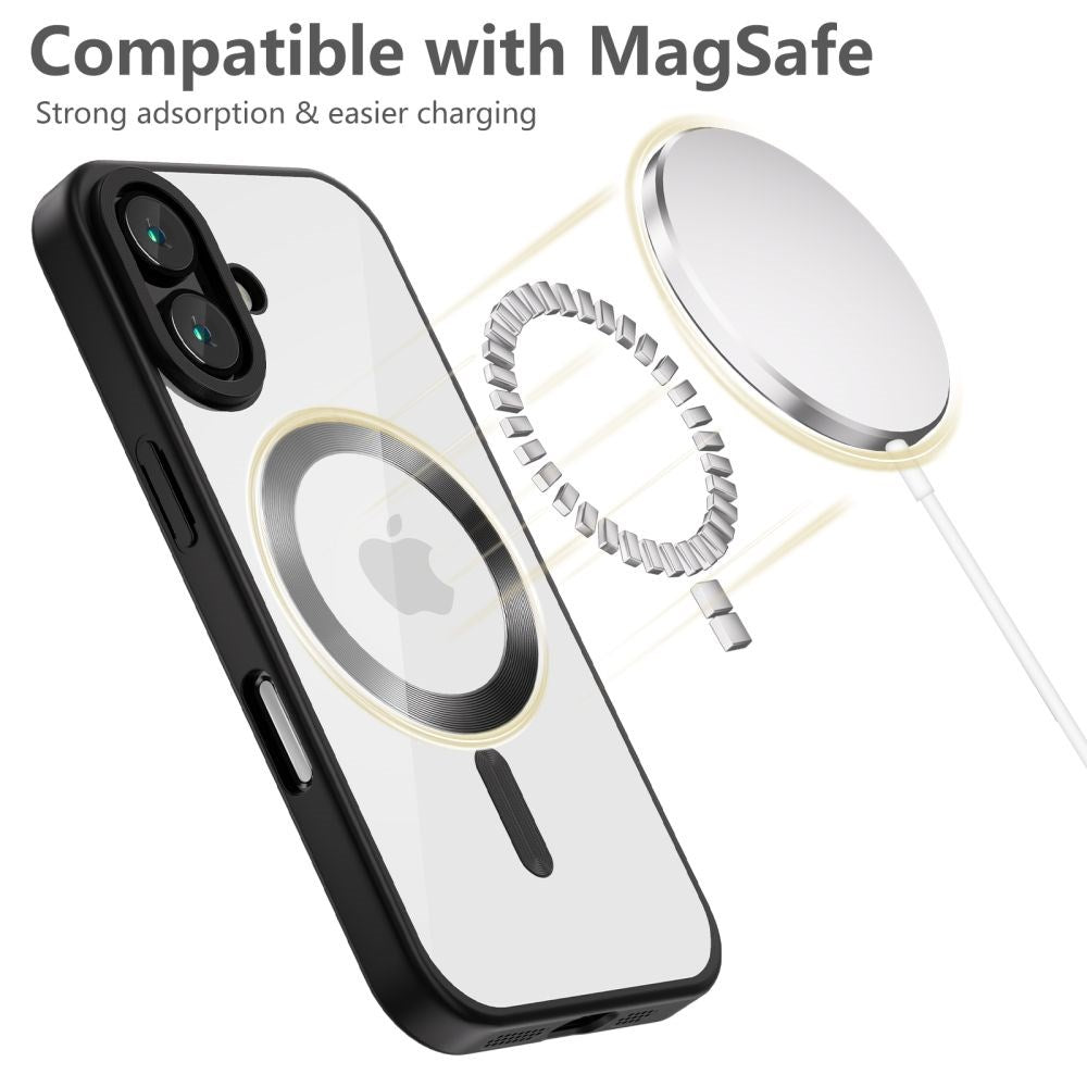 iPhone 16 Tech-Protect Magflex Deksel - MagSafe Kompatibel - Gjennomsiktig / Sateng Svart