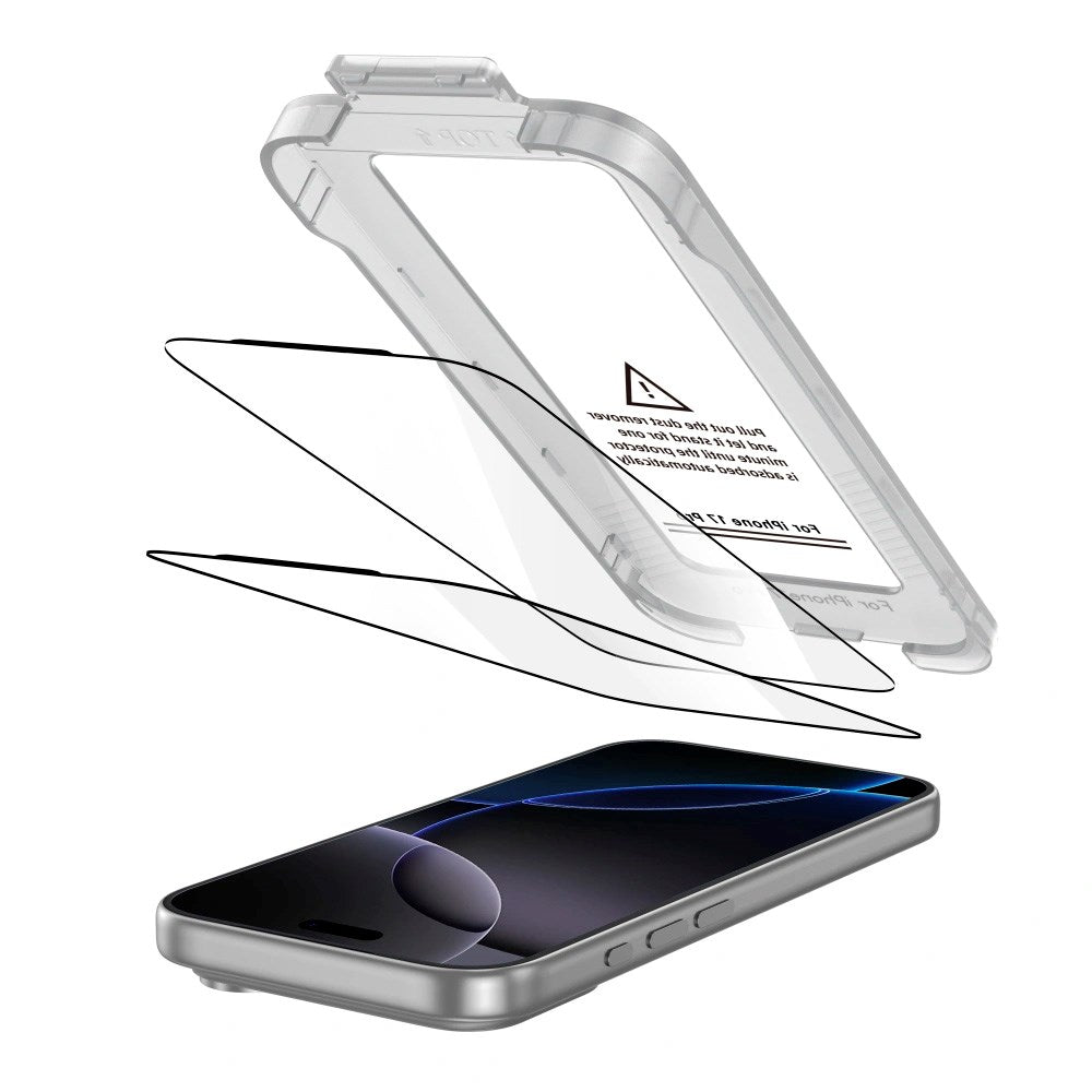 iPhone 17 Pro Tech-Protect Quick Set+ Skjermbeskyttelsesglass - 2 stk - Gjennomsiktig / Svart Kant