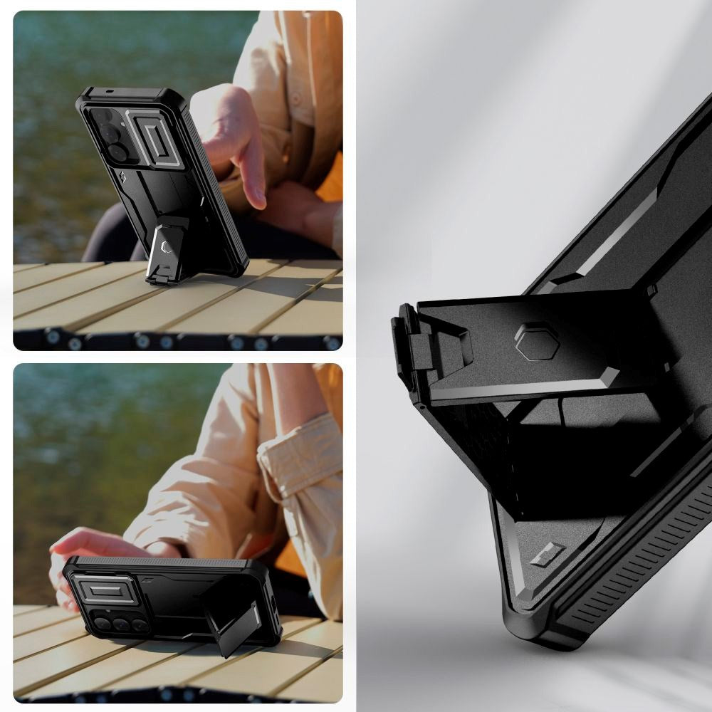 Samsung Galaxy S25+ (Plus) Tech-Protect Kevlar Pro Hard Plast Deksel m. Skjermbeskyttelse & Kickstand - Svart