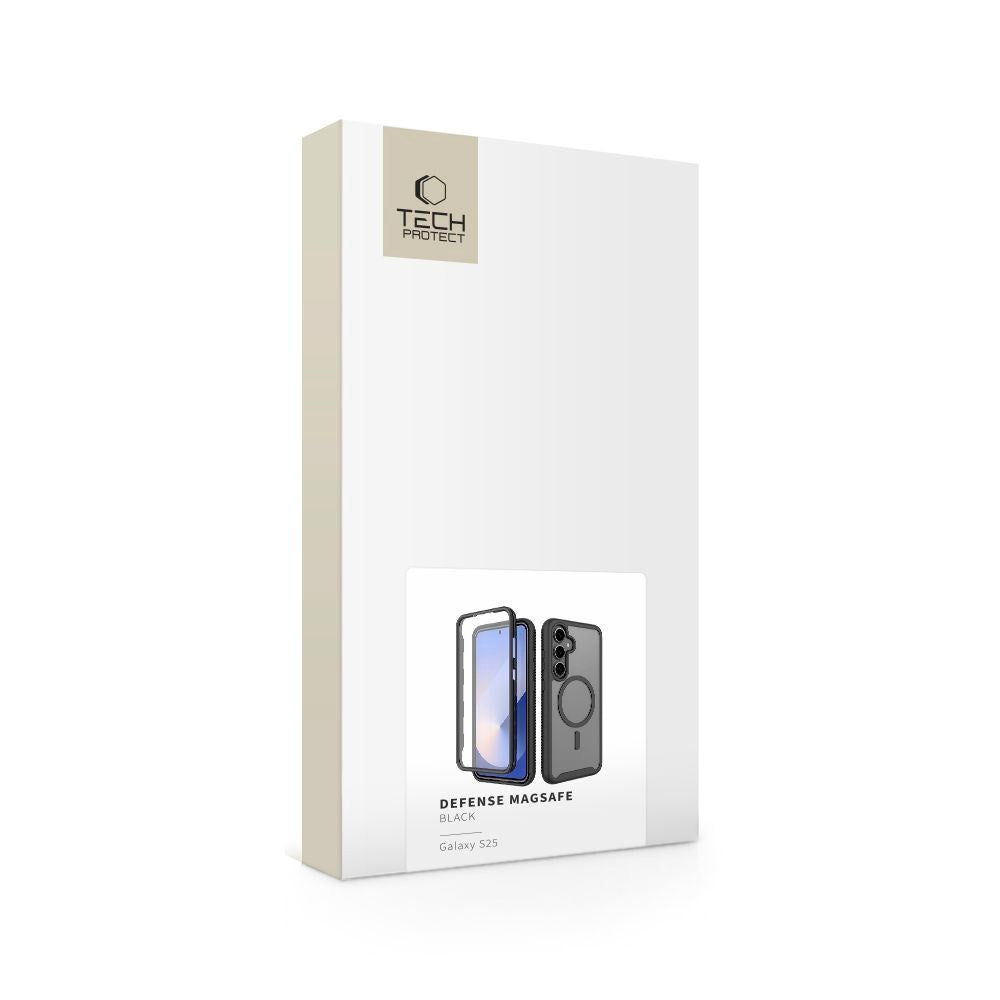 Samsung Galaxy S25 Tech-Protect Defense Hybrid Deksel - MagSafe Kompatibel - Gjennomsiktig / Svart