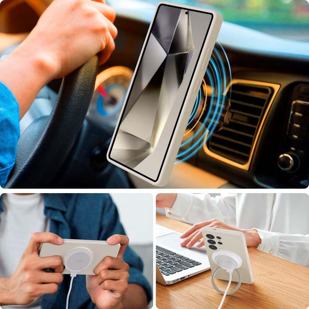 Samsung Galaxy S25 Ultra Tech-Protect Silikon Deksel - MagSafe Kompatibel - Beige