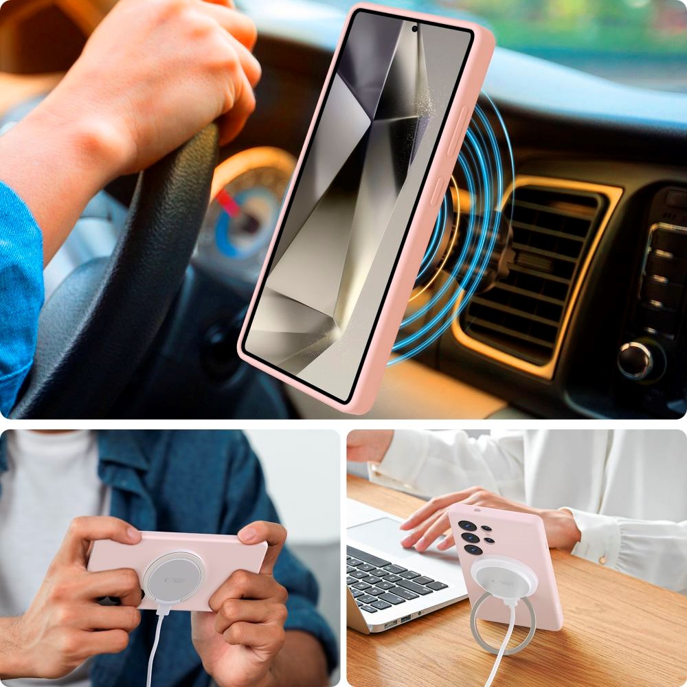 Samsung Galaxy S25 Ultra Tech-Protect Silikon Deksel - MagSafe Kompatibel - Rosa