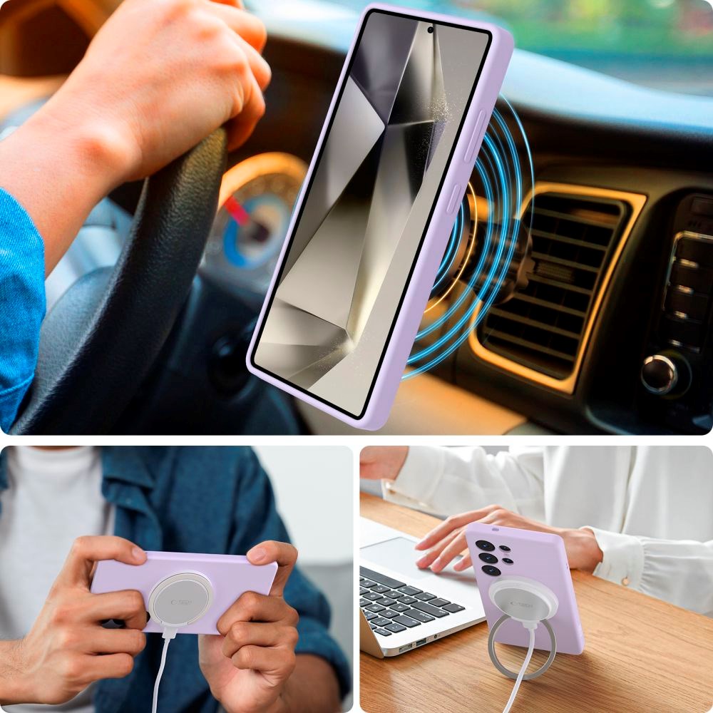 Samsung Galaxy S25 Ultra Tech-Protect Silikon Deksel - MagSafe Kompatibel - Lilla