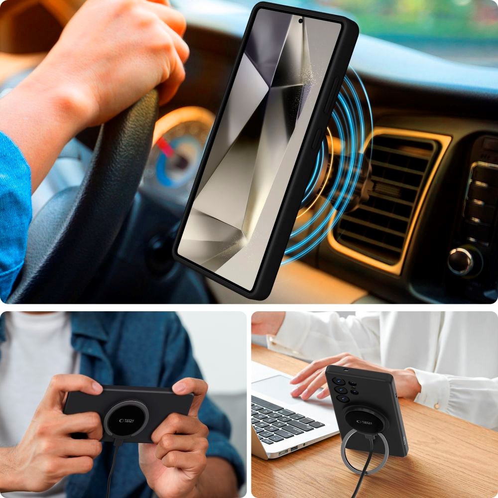 Samsung Galaxy S25 Ultra Tech-Protect Silikon Deksel - MagSafe Kompatibel - Svart