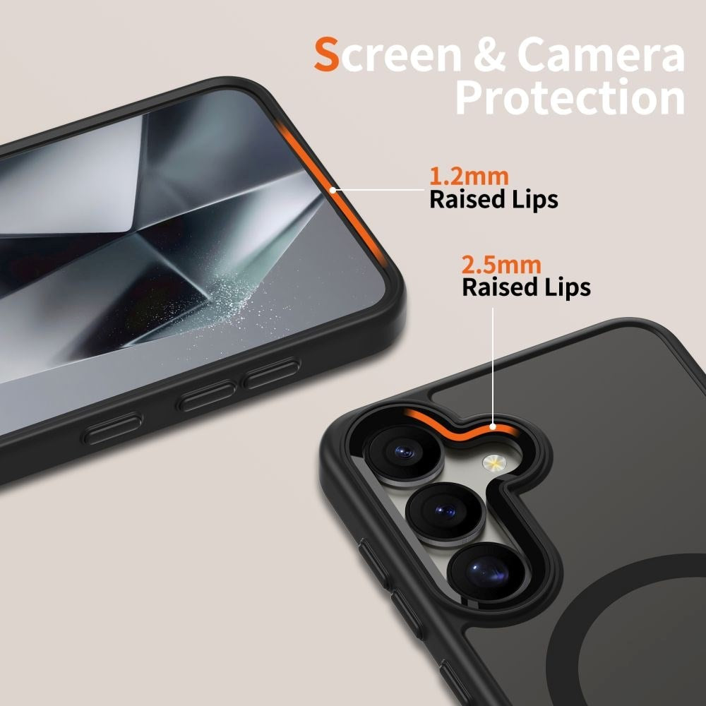 Samsung Galaxy S25 Tech-Protect Magmat Deksel - MagSafe Kompatibel - Gjennomsiktig / Svart