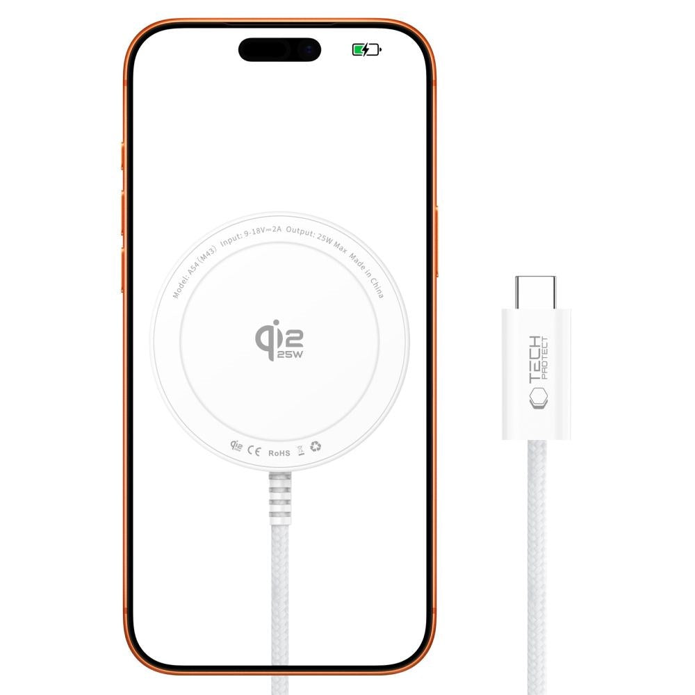 Trådløs MagSafe Lader Tech-Protect A54 25 W - Hvit