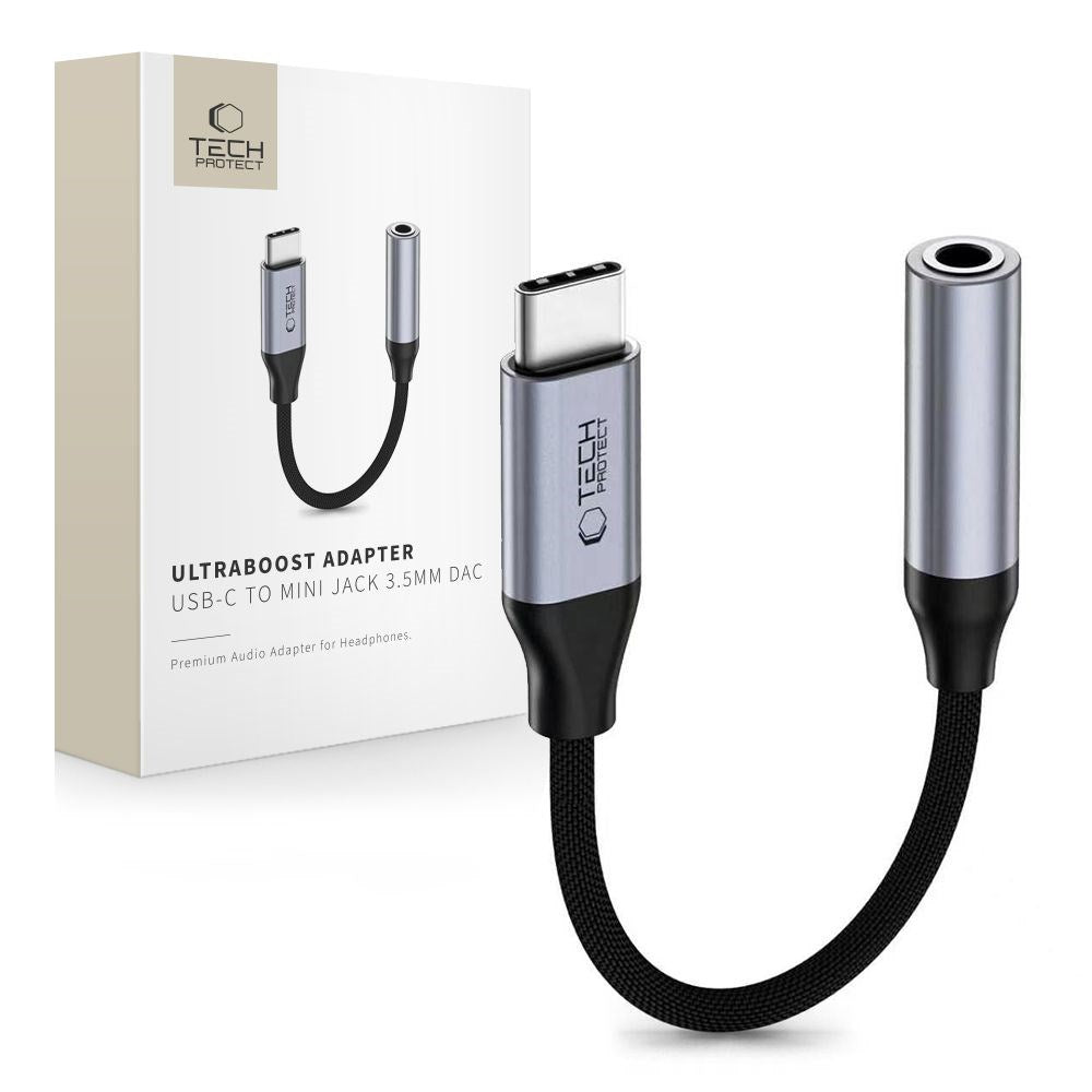 USB-C til Mini-jack 3,5 mm DAC Adapter Tech-Protect UltraBoost - Grå