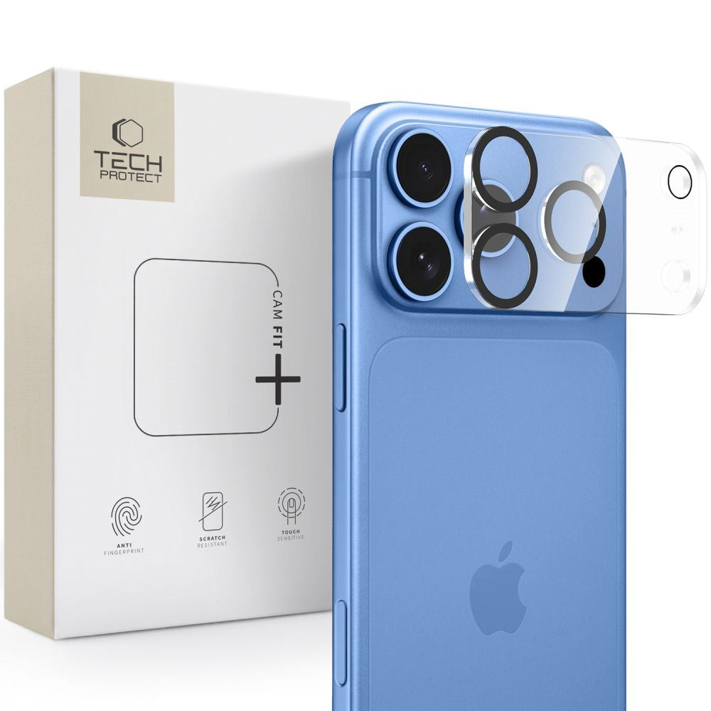 iPhone 18 Pro Tech-Protect Cam Fit+ Kameralinsebeskyttelsesglass - Gjennomsiktig / Svart