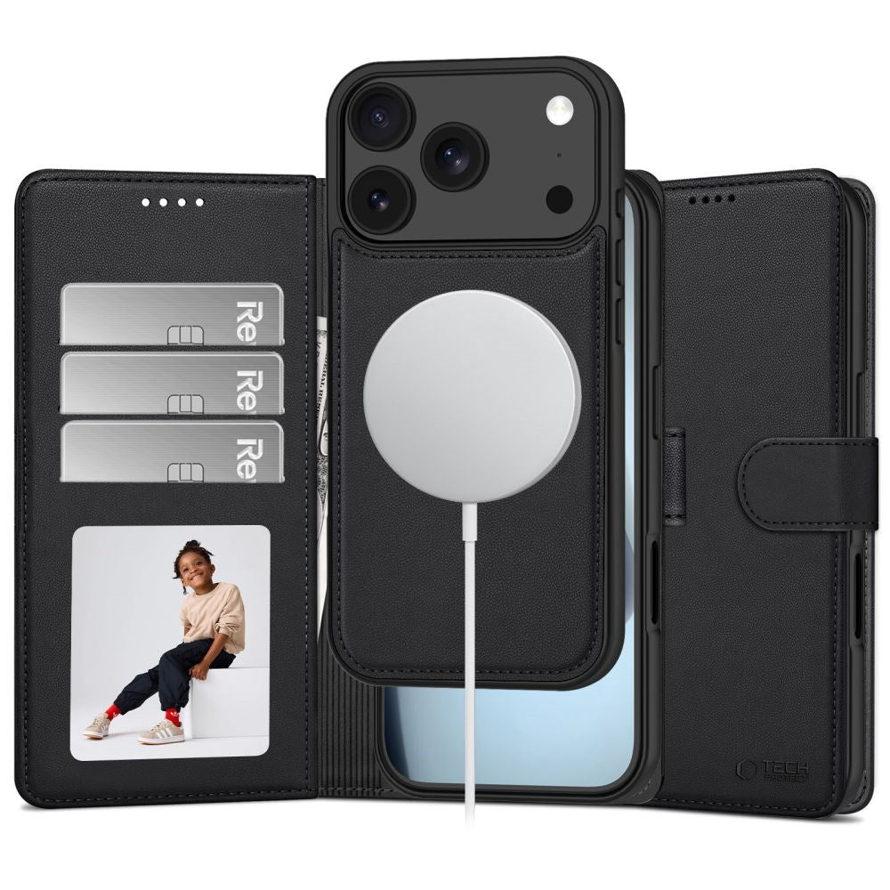 iPhone 18 Pro / 17 Pro Tech-Protect Wallet Flip Deksel - MagSafe Kompatibel - Svart