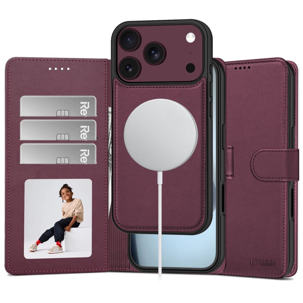 iPhone 18 Pro / 17 Pro Tech-Protect Wallet Flip Deksel - MagSafe Kompatibel - Rød