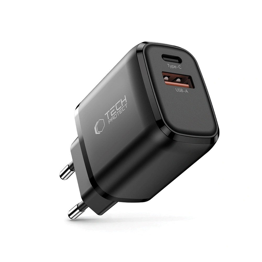 Tech-Protect NCA20 Vegglader med 20W - 1 x USB-A & 1 x USB-C - Svart