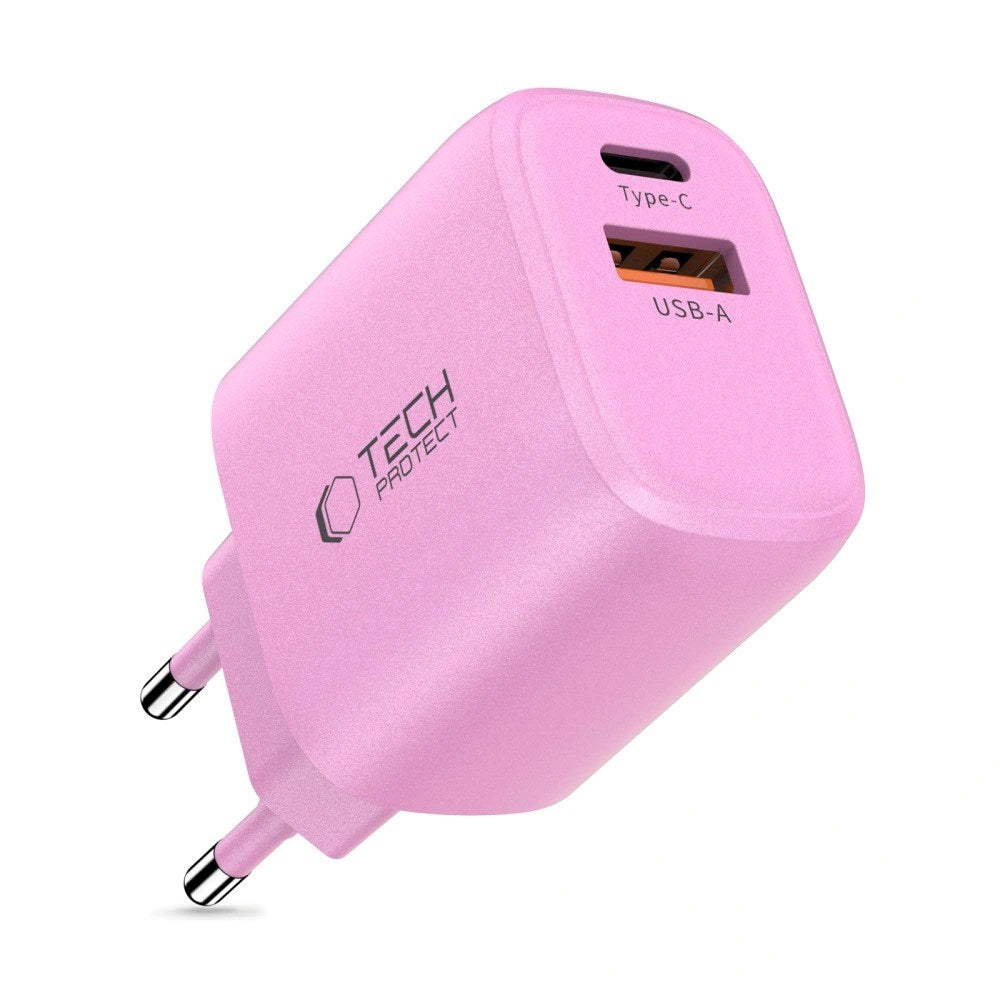 Tech-Protect NCA30 Vegglader med 30W - 1 x USB-A & 1 x USB-C - Rosa