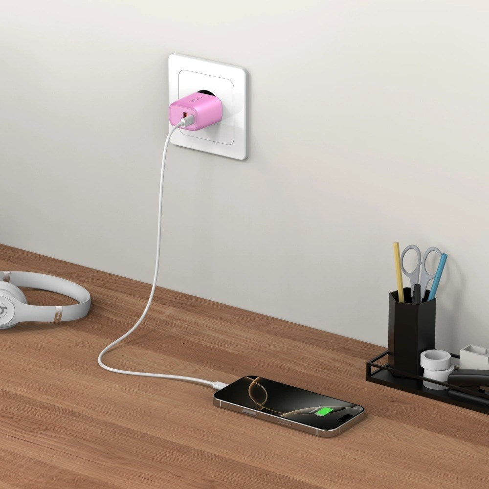 Tech-Protect NCA30 Vegglader med 30W - 1 x USB-A & 1 x USB-C - Rosa