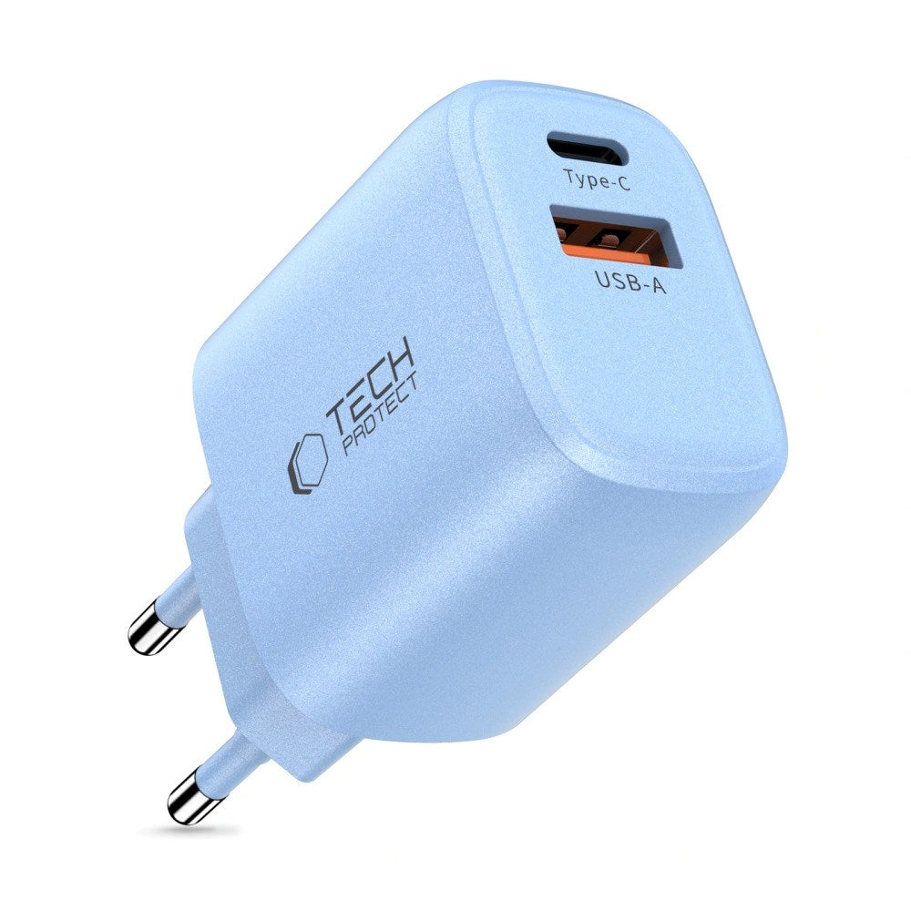 Tech-Protect NCA30 Vegglader med 30W - 1 x USB-A & 1 x USB-C - Blå