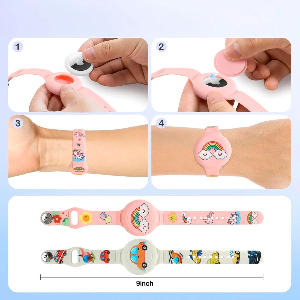 Tech-Protect AirTag Armbånd til Barn - 2 stk - Flerfarget