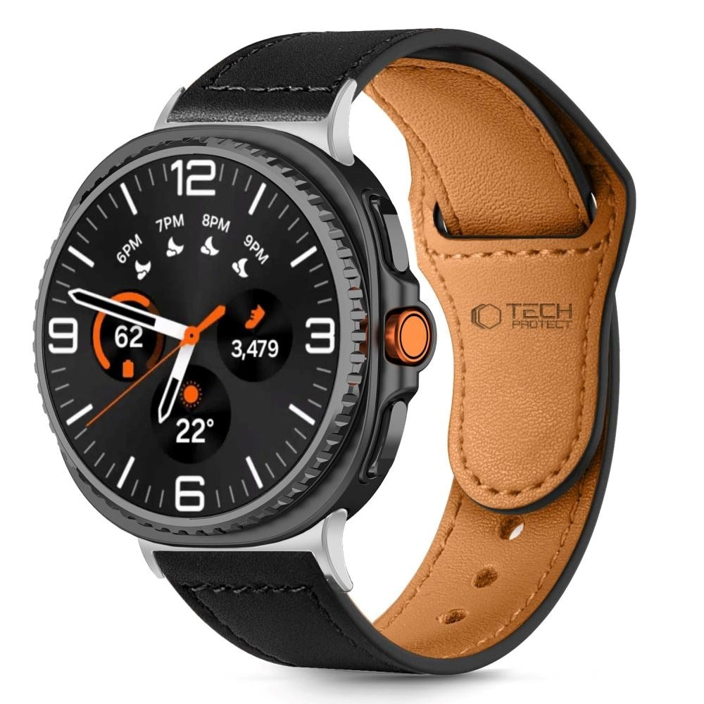 Tech-Protect Samsung Galaxy Watch 8 / 8 Classic (40 / 44 / 46mm) Leatherfit Klokkereim i Ekte Skinn - Svart / Brun
