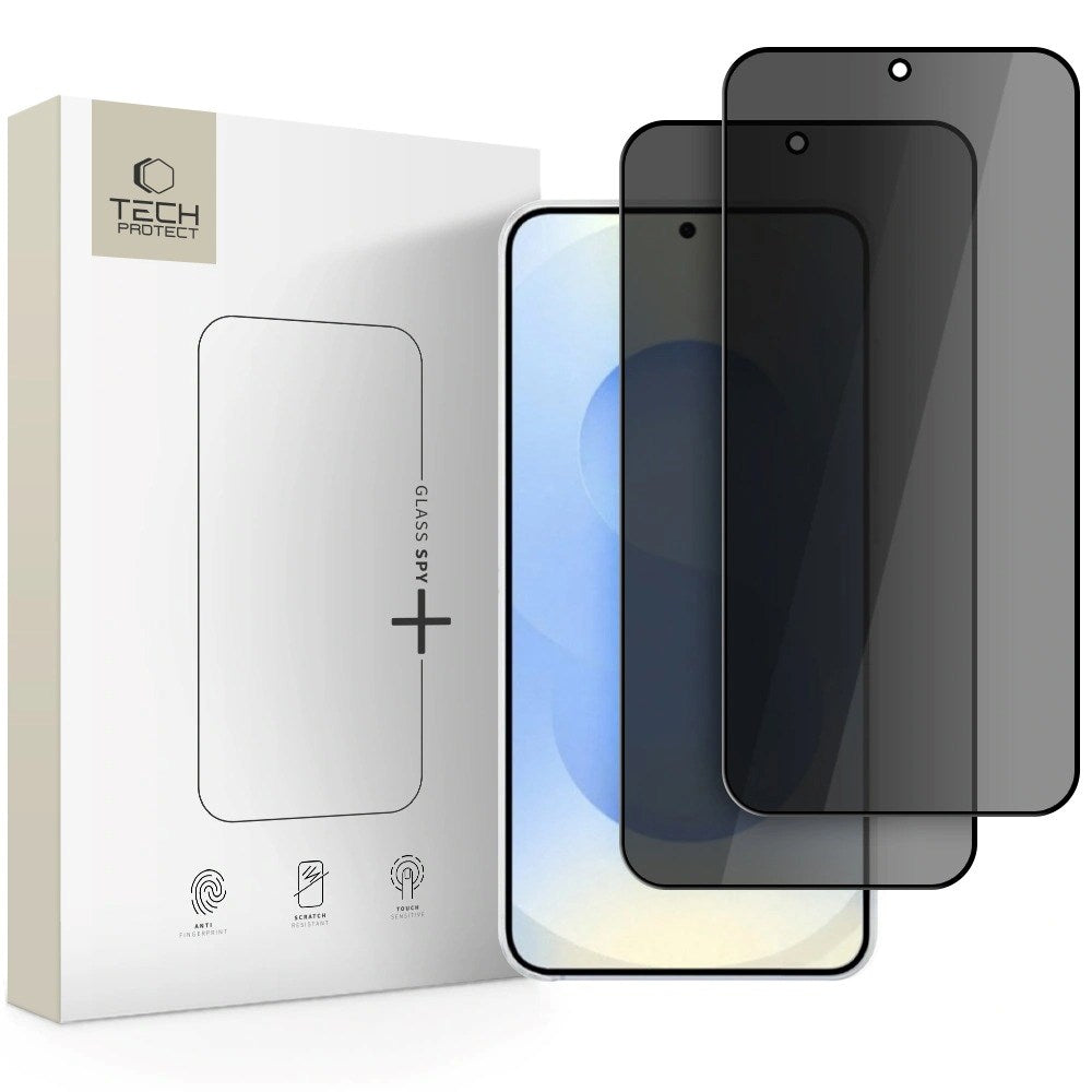 Samsung Galaxy S26+ (Plus) Tech-Protect Glass Spy+ Skjermbeskyttelsesglass - Privacy Funksjon - 2 stk. - Gjennomsiktig