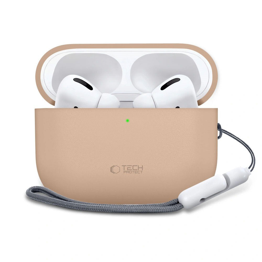 Apple AirPods Pro (3. Gen) Tech-Protect Silikondeksel med Stropp - Beige