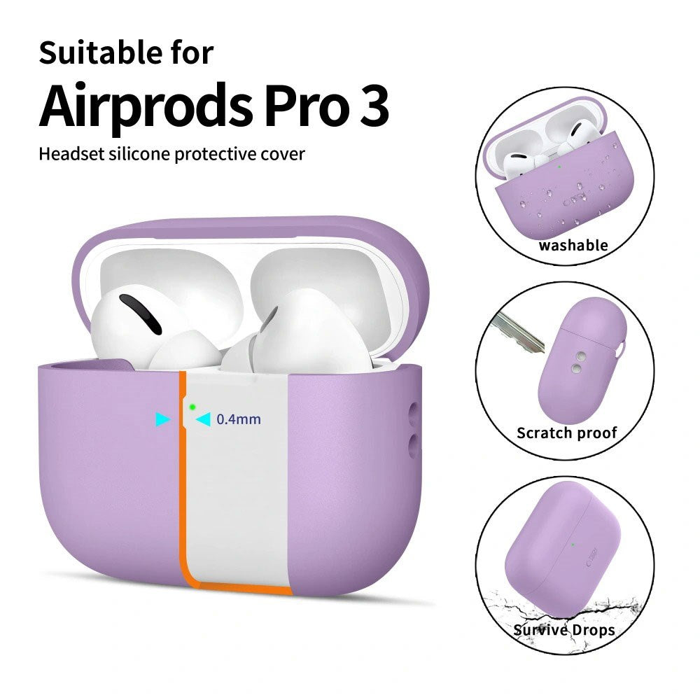 Apple AirPods Pro (3. Gen) Tech-Protect Silikondeksel med Stropp - Lilla
