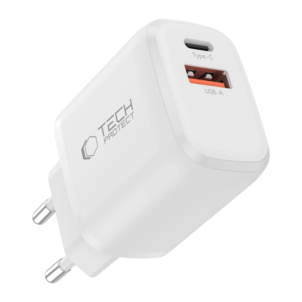 Tech-Protect 45W Vegglader m. 1 x USB-C & 1 x USB-A - Hvit