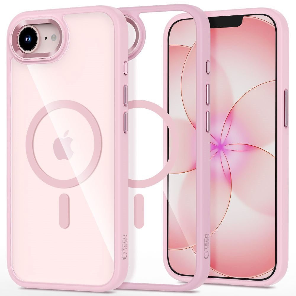 iPhone 17e / 16e Tech-Protect MagMat Deksel - MagSafe Kompatibel - Gjennomsiktig / Rosa