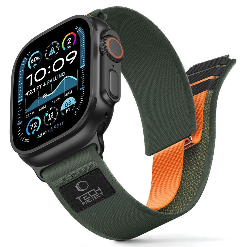 Apple Watch (44/SE/45/46/49Mm) Tech-Protect Nylon Elite Reim - Grønn / Oransje