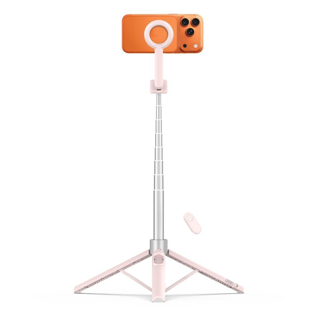 Tech-Protect L10S Bluetooth Tripod Selfie Stick – MagSafe Kompatibel – Rosa / Sølv