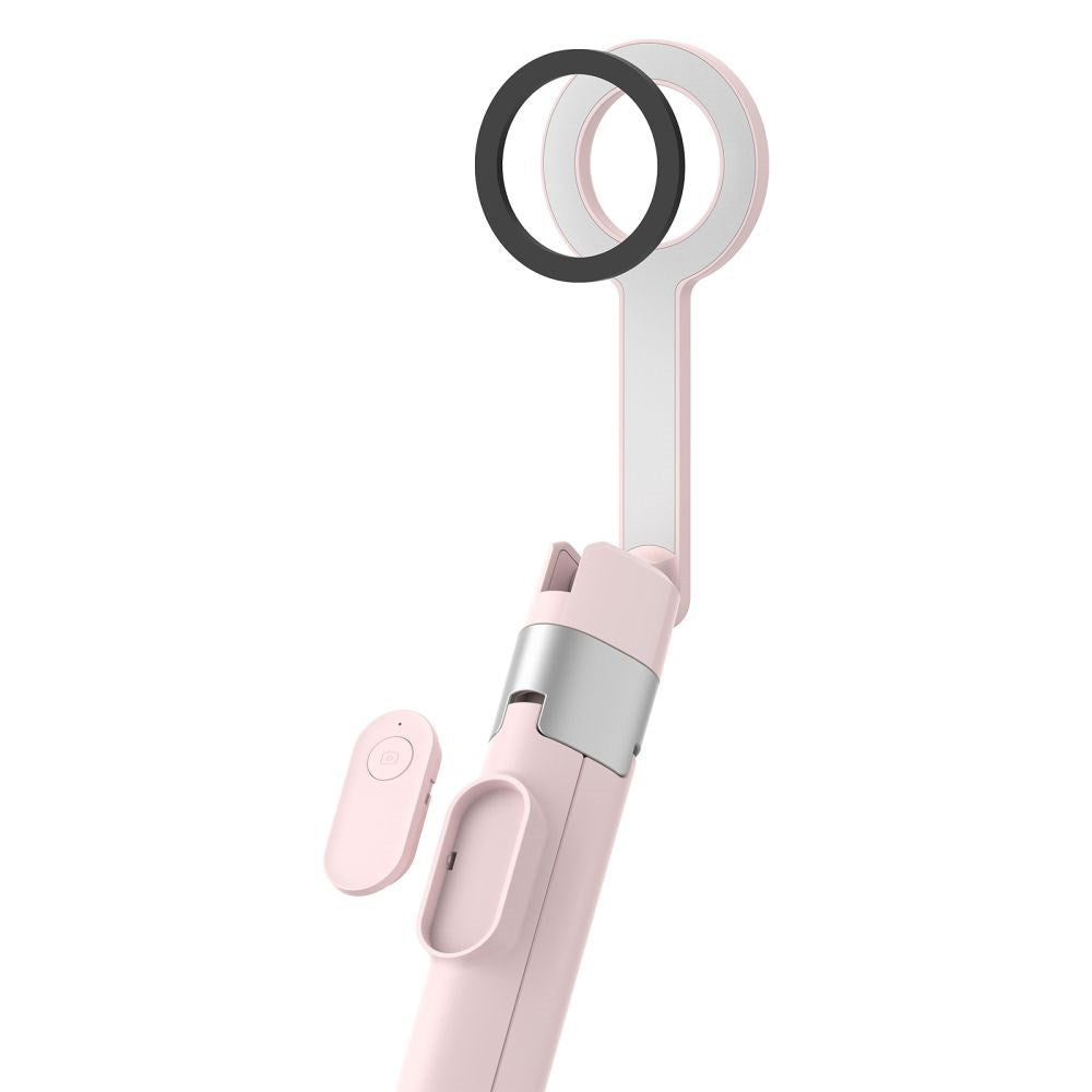 Tech-Protect L10S Bluetooth Tripod Selfie Stick – MagSafe Kompatibel – Rosa / Sølv