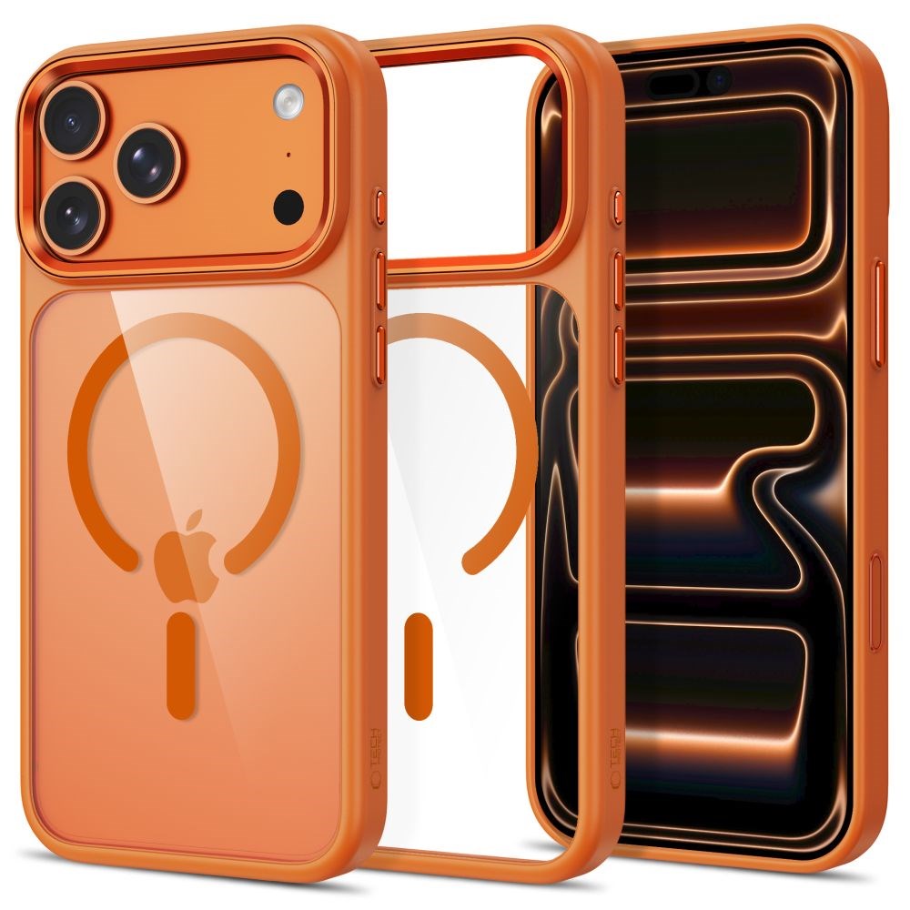 iPhone 18 Pro / 17 Pro Tech-Protect MagMat Deksel - MagSafe Kompatibel - Gjennomsiktig / Oransje